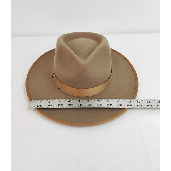 Gigi Pip Wide Brim Fedora Hat Women\'s 59 Beige 100% Australian Wool #W4708 main image 7